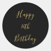 ハッピー16誕生日ゴールデンイエローブラックカスタム時代 ラウンドシール (正面)