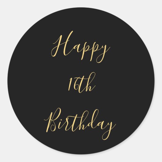 ハッピー16誕生日ゴールデンイエローブラックカスタム時代 ラウンドシール (正面)