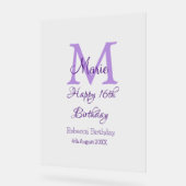 ハッピー16誕生日パープル追加の名前monogram moder アクリルサイン (傾斜)