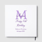 ハッピー16誕生日パープル追加の名前monogram moder ゲストブック (裏面)