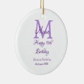 ハッピー16誕生日パープル追加の名前monogram moder セラミックオーナメント (右)