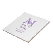 ハッピー16誕生日パープル追加の名前monogram moder タイル (側面)