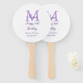 ハッピー16誕生日パープル追加の名前monogram moder ハンドファン (正面&裏面)