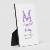 ハッピー16誕生日パープル追加の名前monogram moder フォトプラーク (側面)