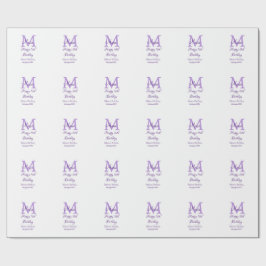ハッピー16誕生日パープル追加の名前monogram moder ラッピングペーパー