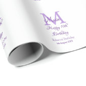 ハッピー16誕生日パープル追加の名前monogram moder ラッピングペーパー (ロールコーナー)