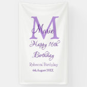 ハッピー16誕生日パープル追加の名前monogram moder 横断幕 (縦)