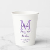 ハッピー16誕生日パープル追加の名前monogram moder 紙コップ (裏面)