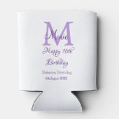 ハッピー16誕生日パープル追加の名前monogram moder 缶クーラー (裏面)