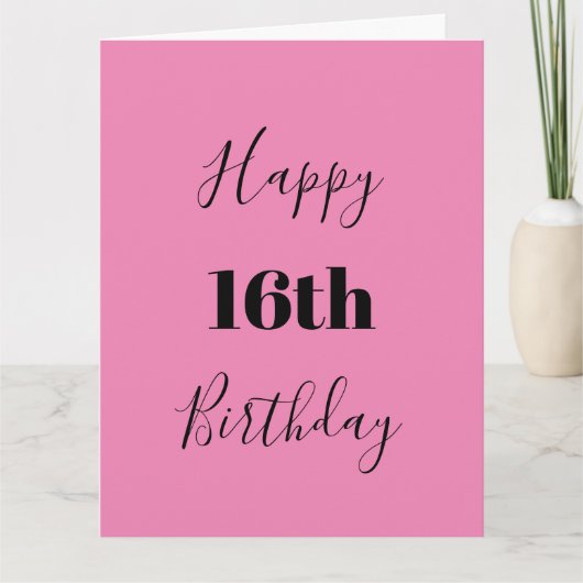 ハッピー16誕生日ピンクブラックカスタムエージカラー カード (正面)