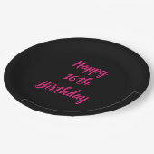 ハッピー16誕生日ピンクブラックカスタムカラー2023 ペーパープレート (アングル)