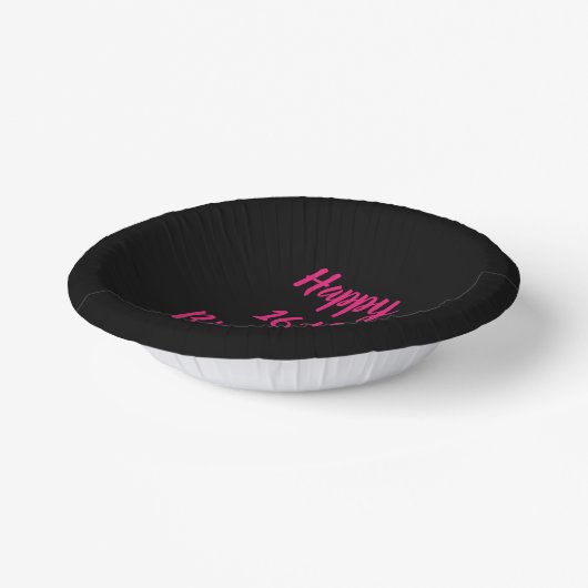 ハッピー16誕生日ピンクブラックカスタム文字 ペーパーボウル (傾斜あり)
