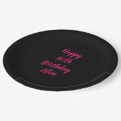 ハッピー16誕生日ピンクブラック名前をカスタムするカラー ペーパープレート (アングル)