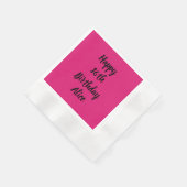 ハッピー16誕生日ピンクブラック名前をカスタムする ガーリー 縁ありカクテルナプキン (角)