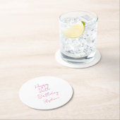 ハッピー16誕生日ピンクホワイト16 2024 ラウンドペーパーコースター (インサイチュ)