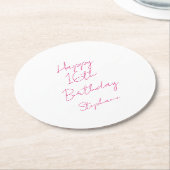 ハッピー16誕生日ピンクホワイト16 2024 ラウンドペーパーコースター (アングル)