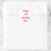 ハッピー16誕生日ピンク名前をカスタムするガーリーかわいい スクエアシール (バッグ)