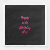 ハッピー16誕生日ピンク黒カスタム色の名前 (正面)