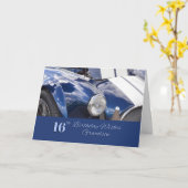 ハッピー16誕生日孫,ブルーカー カード (黄色い花)