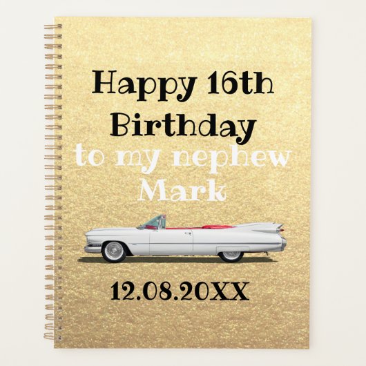 ハッピー16誕生日甥金ゴールド プランナー手帳 (正面)