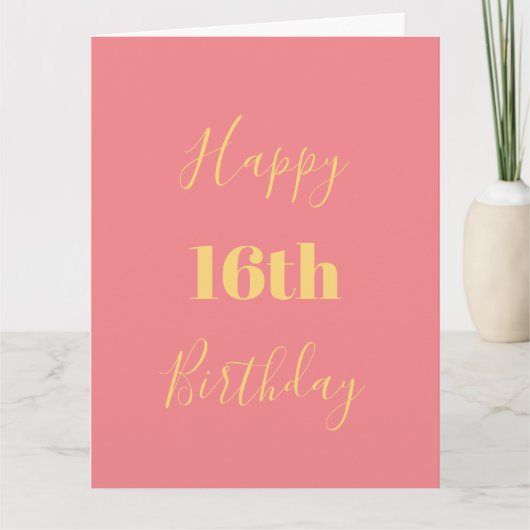 ハッピー16誕生日金ゴールドイエローピンクカスタム時代 カード (正面)