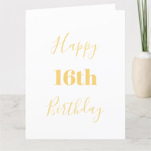 ハッピー16誕生日金ゴールドイエローホワイトカスタムエージ カード