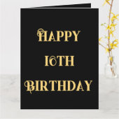 ハッピー16誕生日金ゴールドイエロー16歳カスタム時代 カード (黄色い花)