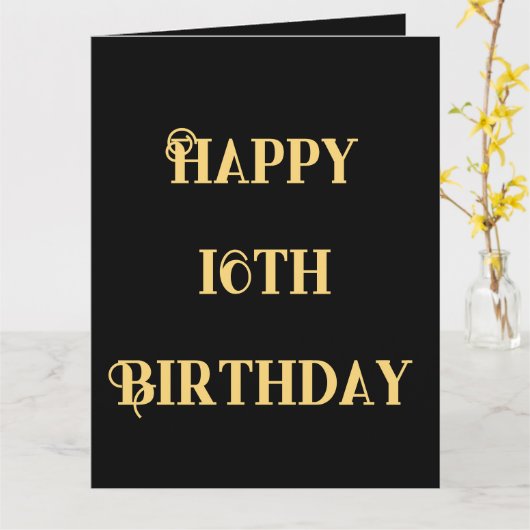 ハッピー16誕生日金ゴールドイエロー16歳カスタム時代 カード (黄色い花)