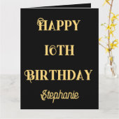 ハッピー16誕生日金ゴールド16カスタム歳 カード (黄色い花)