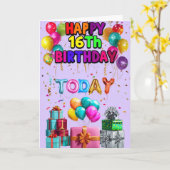 ハッピー16誕生日 カード (黄色い花)