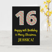 ハッピー16誕生日&メリークリスマス,名前をカスタムする カード (黄色い花)