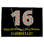 ハッピー16誕生日&メリークリスマス,名前をカスタムする ラージペーパーバッグ (裏面)