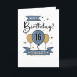 ハッピー16th誕生日カード サンキューカード<br><div class="desc">幸せな16番目の誕生日カード青とおめでとう！下部。誕生日カードの内側は意図的に離れあって書空白の、友達や愛する人に特別なメッセージを送ることができる。</div>