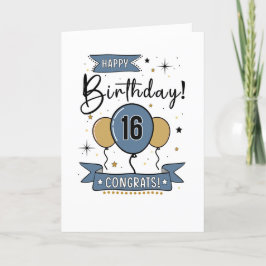 ハッピー16th誕生日カード サンキューカード