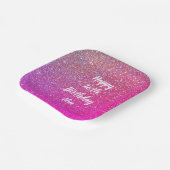 ハッピー16th誕生日ネームピンクローズ金ゴールドグリッター ペーパープレート (傾斜あり)