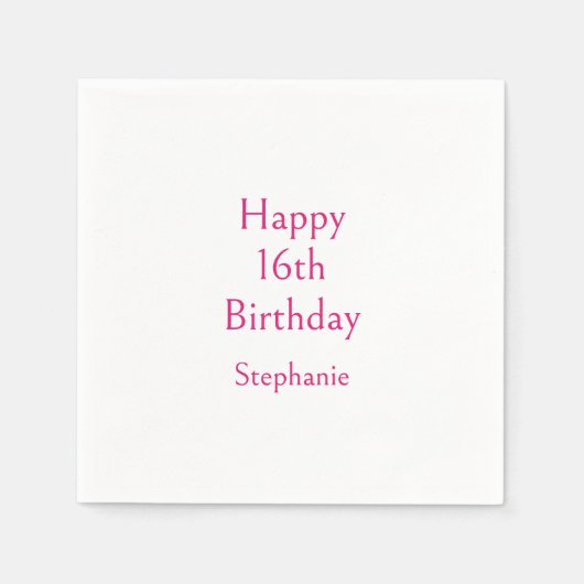 ハッピー16th誕生日パーティーピンククラス16番目 スタンダードカクテルナプキン (正面)