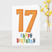 ハッピー17誕生日カラフルグリーティングカード カード (黄色い花)