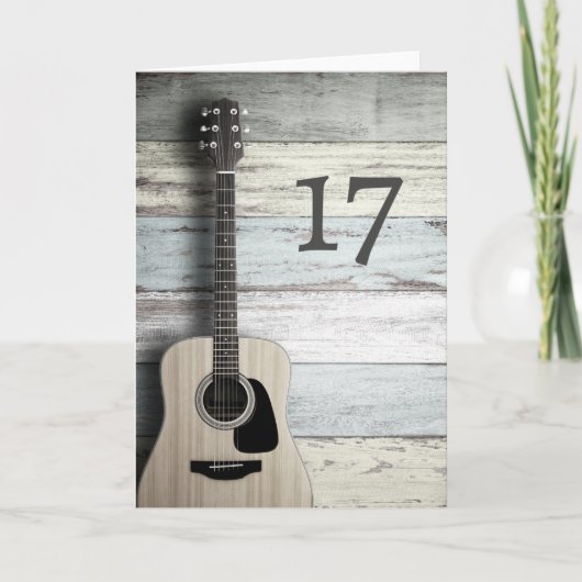 ハッピー17誕生日ギターミュージシャングリーティングカード カード (正面)