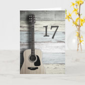 ハッピー17誕生日ギターミュージシャングリーティングカード カード (黄色い花)