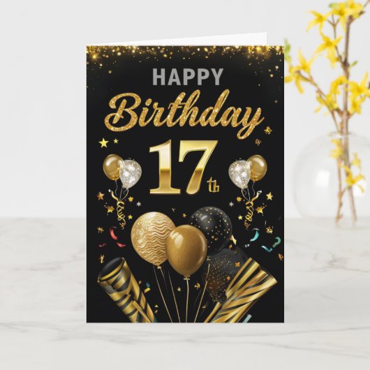 ハッピー17誕生日 カード (黄色い花)