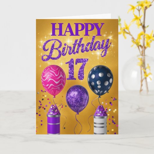 ハッピー17誕生日 カード (黄色い花)
