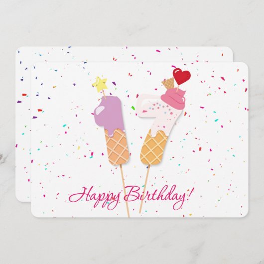 ハッピー17誕生日 シーズンカード (正面/裏面)