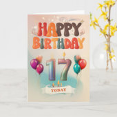 ハッピー17th誕生日カード カード (黄色い花)