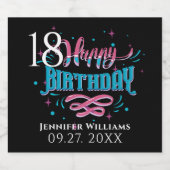 ハッピー18番目の誕生日タイポグラフィ スパークリングワインラベル (シングルラベル)