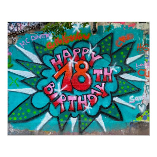 ハッピー18誕生日グラフィティ ポスター (正面)