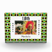 ハッピー18誕生日ジャマイカ国旗 フォトブロック (正面)