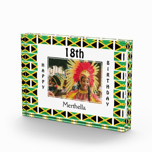 ハッピー18誕生日ジャマイカ国旗 フォトブロック (右)