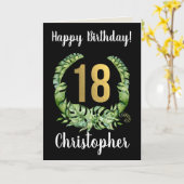 ハッピー18誕生日ソンモダン金ゴールドリース名 カード (黄色い花)