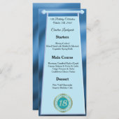 ハッピー18誕生日ティール(緑がかった色)ブルーグリッターフォイル メニュー (正面/裏面)