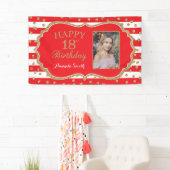 ハッピー18誕生日バナー。レッド金ゴールドグリッター写真 横断幕 (インサイチュ)